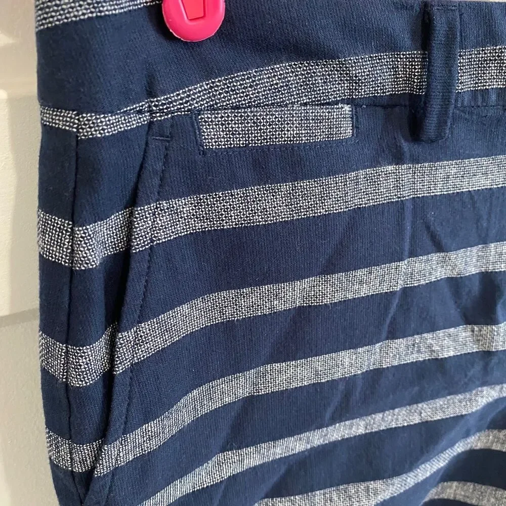Lands’ End Women's Not Too Low Rise 5” Dobby Shorts Blue White Size 14 NWT